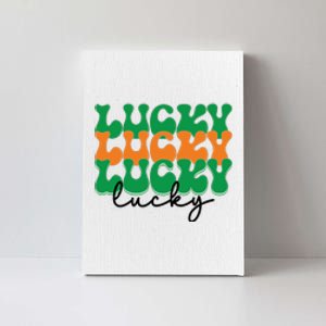 Funny Retro Lucky Shamrock Groovy St Patricks Day Canvas