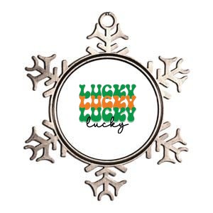 Funny Retro Lucky Shamrock Groovy St Patricks Day Metallic Star Ornament