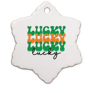 Funny Retro Lucky Shamrock Groovy St Patricks Day Ceramic Star Ornament