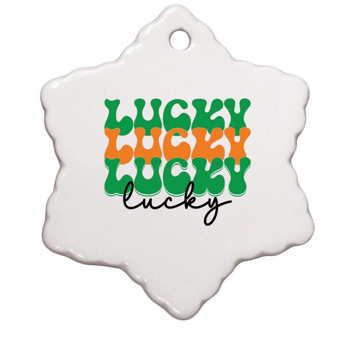 Funny Retro Lucky Shamrock Groovy St Patricks Day Ceramic Star Ornament