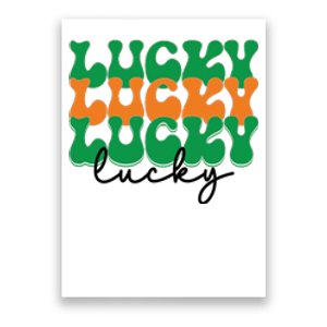 Funny Retro Lucky Shamrock Groovy St Patricks Day Poster