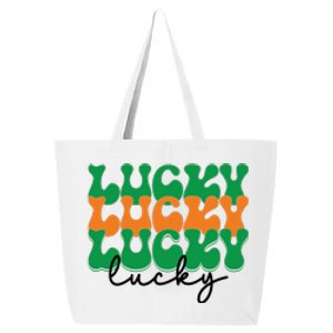 Funny Retro Lucky Shamrock Groovy St Patricks Day 25L Jumbo Tote