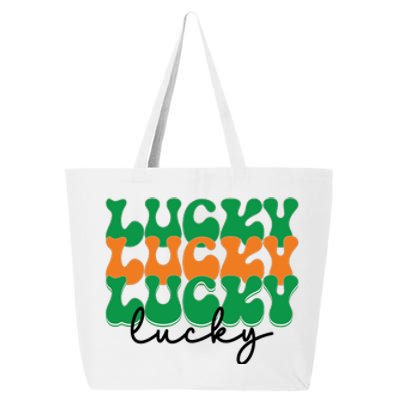 Funny Retro Lucky Shamrock Groovy St Patricks Day 25L Jumbo Tote