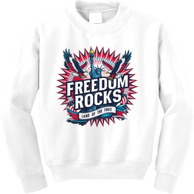 Freedom Rocks Land Of The Free 4th Of July Kids Sweatshirt