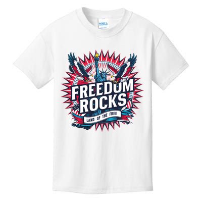 Freedom Rocks Land Of The Free 4th Of July Kids T-Shirt