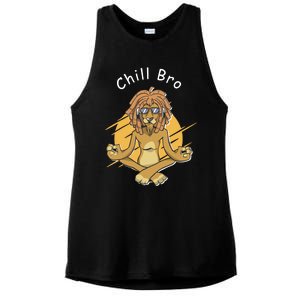 Funny Rasta Lion Chill Bro Namaste Yoga Gift Ladies PosiCharge Tri-Blend Wicking Tank