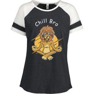 Funny Rasta Lion Chill Bro Namaste Yoga Gift Enza Ladies Jersey Colorblock Tee