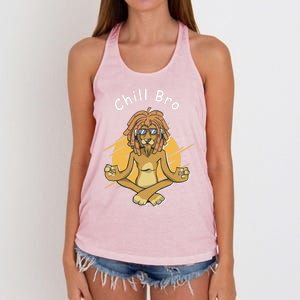 Funny Rasta Lion Chill Bro Namaste Yoga Gift Women's Knotted Racerback Tank