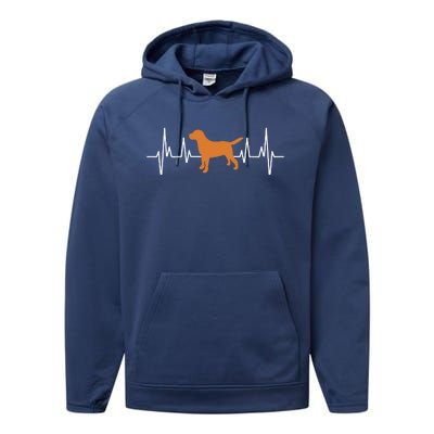 Fox Red Lab Heartbeat Valentine's Day Dog Labrador Retriever Performance Fleece Hoodie