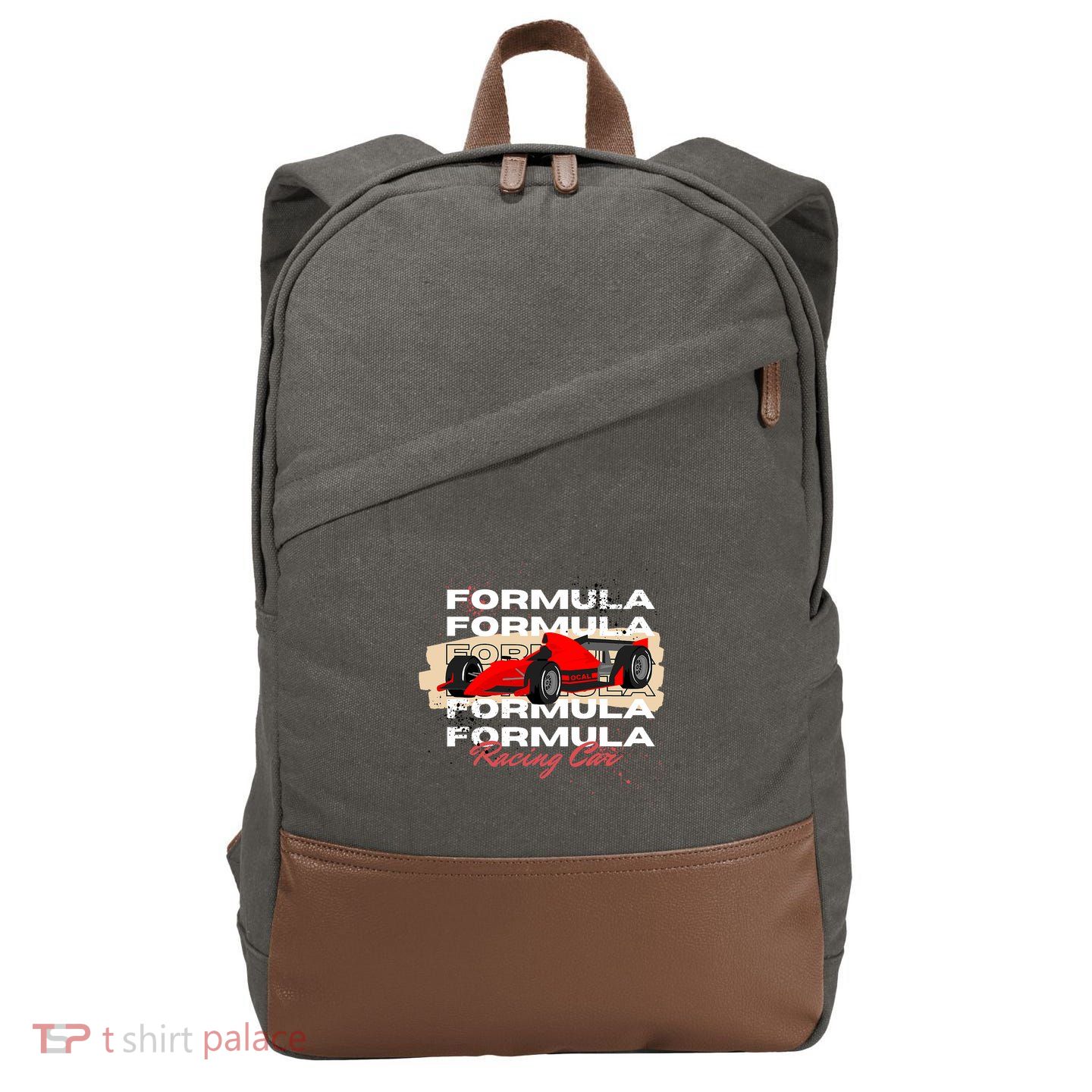 Formula Racing Lovers Race Car Fan Cotton Canvas Backpack