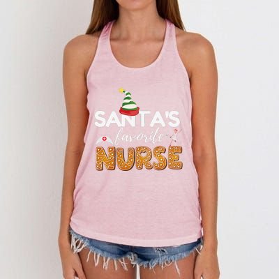 Funny RN LVN LPN T Nurse Christmas T Santas Favorite Nurse Women's Knotted Racerback Tank