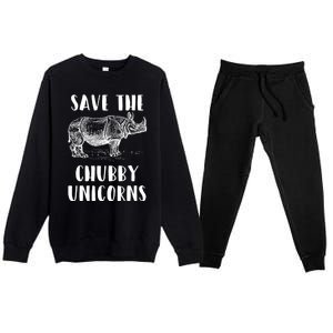 Funny Rhino Lover Gift Save The Chubby Unicorns Gift Premium Crewneck Sweatsuit Set