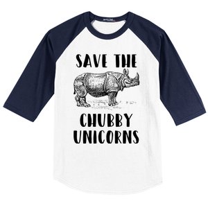 Funny Rhino Lover Gift Save The Chubby Unicorns Gift Baseball Sleeve Shirt