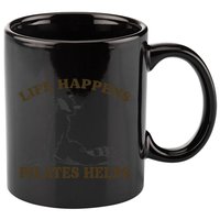 Funny Racoon Life Happens Pilates Helps Quote Motivation 11oz C Handle Ceramic Mug