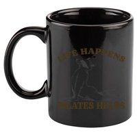 Funny Racoon Life Happens Pilates Helps Quote Motivation 11oz C Handle Ceramic Mug