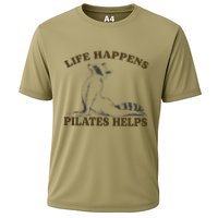 Funny Racoon Life Happens Pilates Helps Quote Motivation Cooling Performance Crew T-Shirt