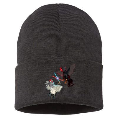 Fighting Rosters Lightsaber Cockfight Sustainable Knit Beanie