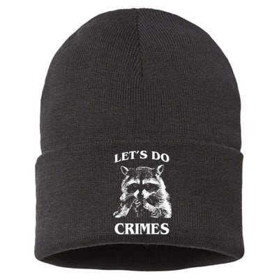 Funny Raccoon Lets Do Crimes Trashed Racoon Panda Lovers Sustainable Knit Beanie