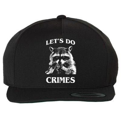 Funny Raccoon Lets Do Crimes Trashed Racoon Panda Lovers Wool Snapback Cap