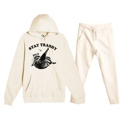 Funny Raccoon Lover Meme Stay Trashy Gift Premium Hooded Sweatsuit Set