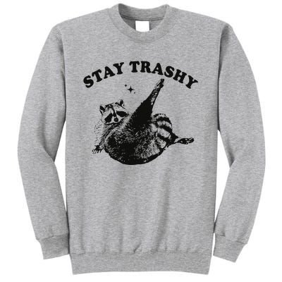 Funny Raccoon Lover Meme Stay Trashy Gift Tall Sweatshirt