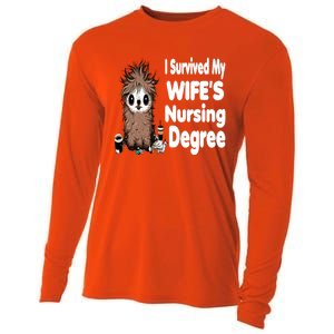 Funny Rn Lpn Cna Diploma I Survived My Wifes Nursing Degree Meaningful Gift Cooling Performance Long Sleeve Crew