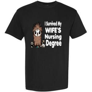 Funny Rn Lpn Cna Diploma I Survived My Wifes Nursing Degree Meaningful Gift Garment-Dyed Heavyweight T-Shirt