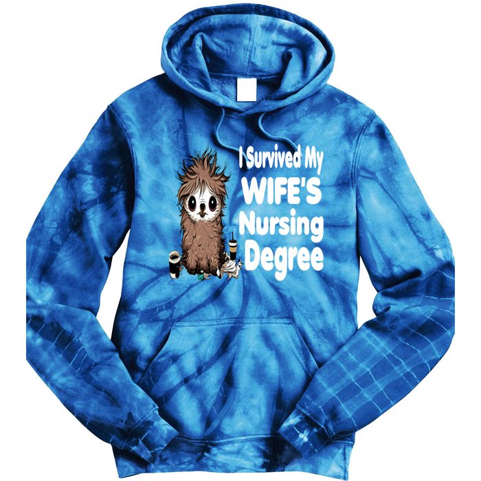 Funny Rn Lpn Cna Diploma I Survived My Wifes Nursing Degree Meaningful Gift Tie Dye Hoodie