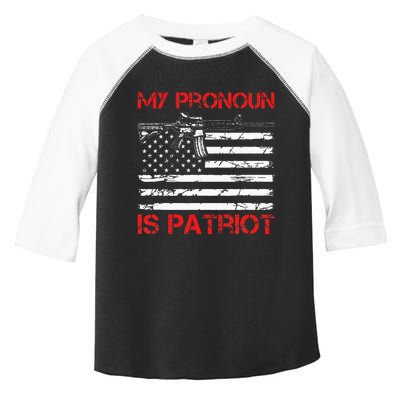 Funny Republican My Pronoun Is Patriot American Flag Usa Toddler Fine Jersey T-Shirt