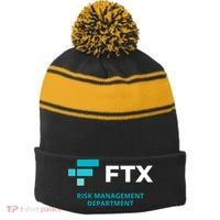 FTX Risk Management Department Fun Idea Stripe Pom Pom Beanie