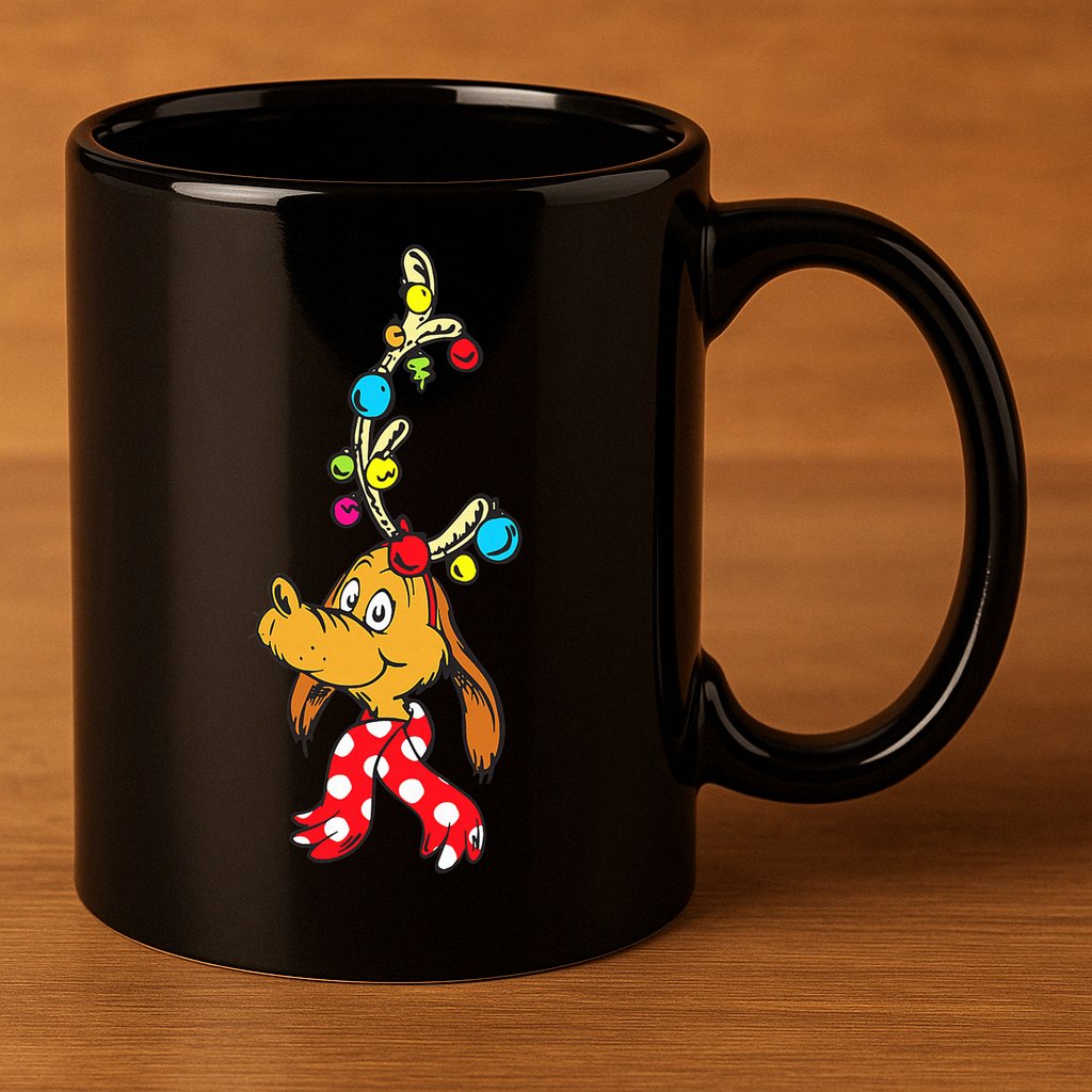 Funny Reindeer Max Dog Christmas  11oz C Handle Ceramic Mug