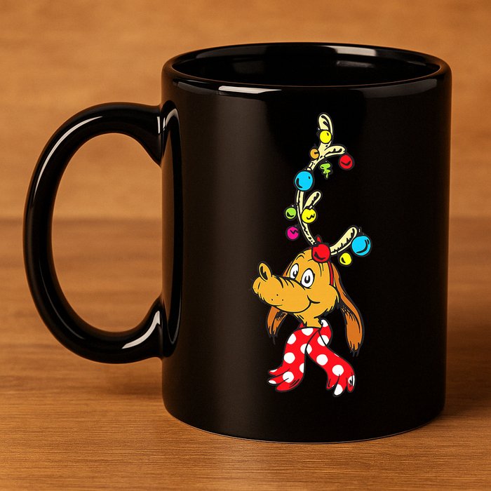 Funny Reindeer Max Dog Christmas  11oz C Handle Ceramic Mug