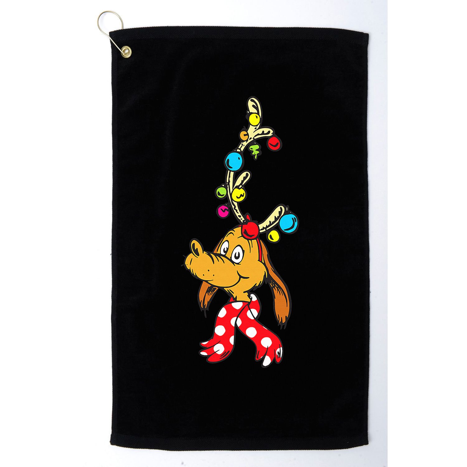 Funny Reindeer Max Dog Christmas  Golf Towel
