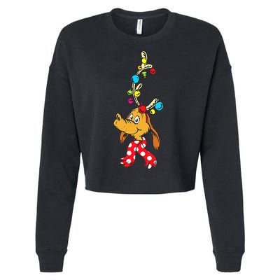 Funny Reindeer Max Dog Christmas  Cropped Pullover Crew