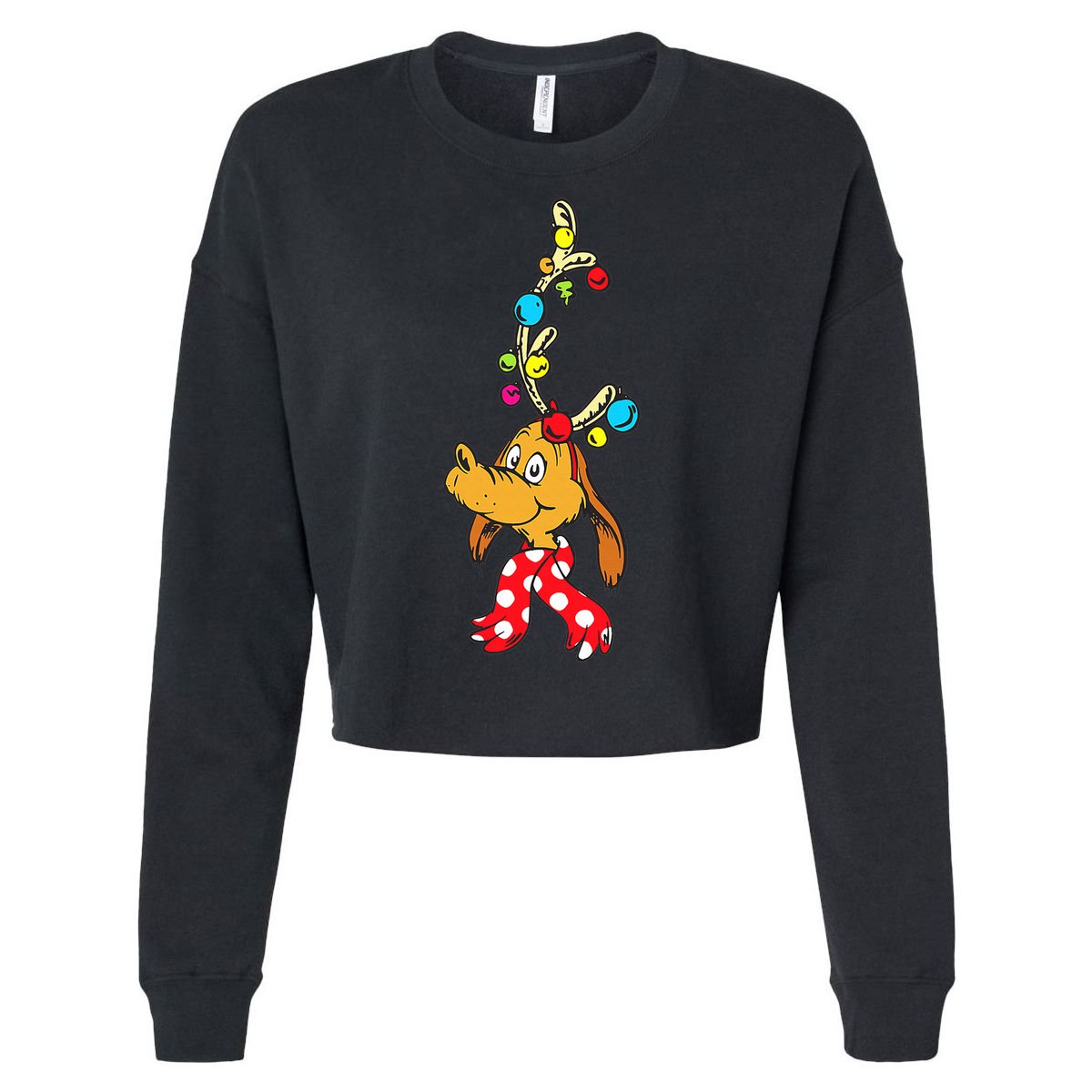 Funny Reindeer Max Dog Christmas  Cropped Pullover Crew