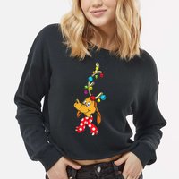 Funny Reindeer Max Dog Christmas  Cropped Pullover Crew