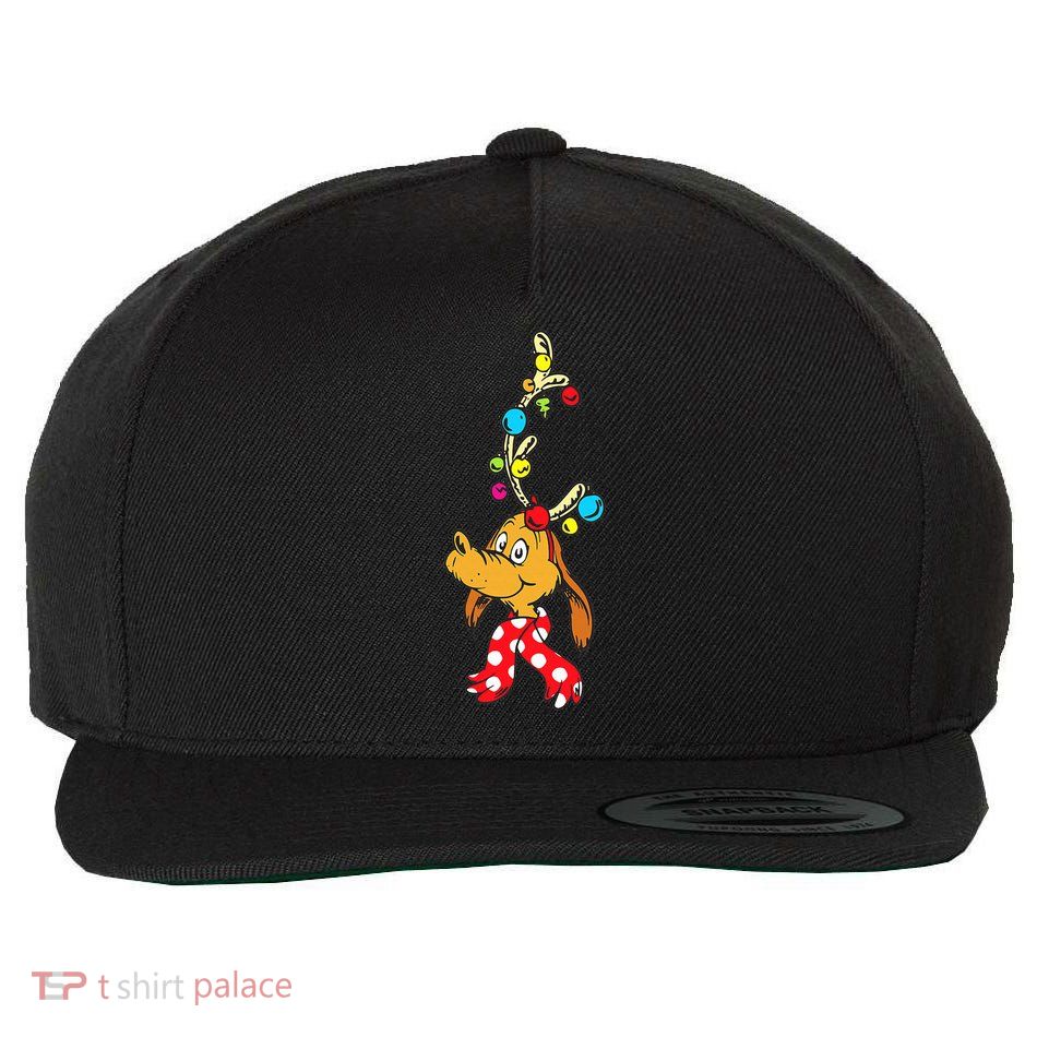 Funny Reindeer Max Dog Christmas  Wool Snapback Cap