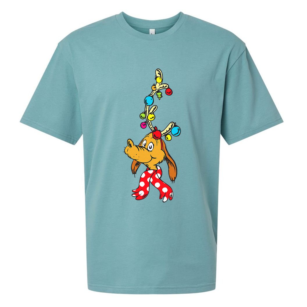Funny Reindeer Max Dog Christmas  Sueded Cloud Jersey T-Shirt
