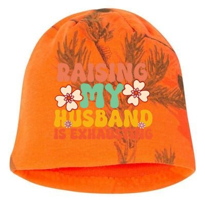 Funny Raising My Husband Is Exhausting Humorous Cute Wife Kati - Camo Knit Beanie