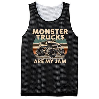 Funny Retro Monster Trucks Are My Jam Gift Mesh Reversible Basketball Jersey Tank