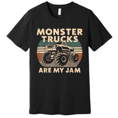 Funny Retro Monster Trucks Are My Jam Gift Premium T-Shirt