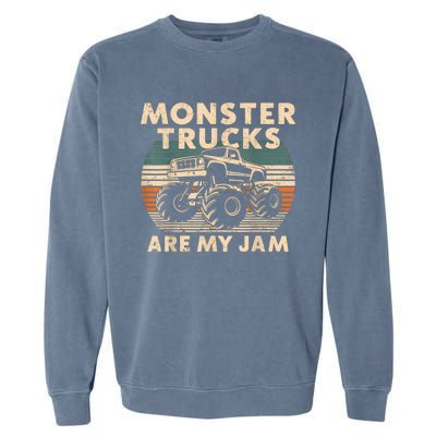 Funny Retro Monster Trucks Are My Jam Gift Garment-Dyed Sweatshirt