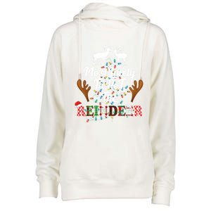 Funny Reindeer Most Likely To Pet The Reindeer Christmas Cute Gift Womens Funnel Neck Pullover Hood