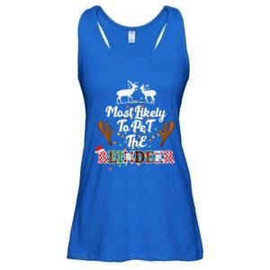 Funny Reindeer Most Likely To Pet The Reindeer Christmas Cute Gift Ladies Essential Flowy Tank