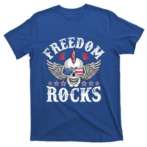 Freedom Rocks Musician American Flag Usa America 4th Of July Cool Gift T-Shirt