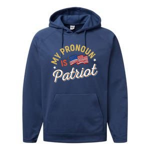 Funny Republican My Pronoun Is Patriot Conservative Performance Fleece Hoodie