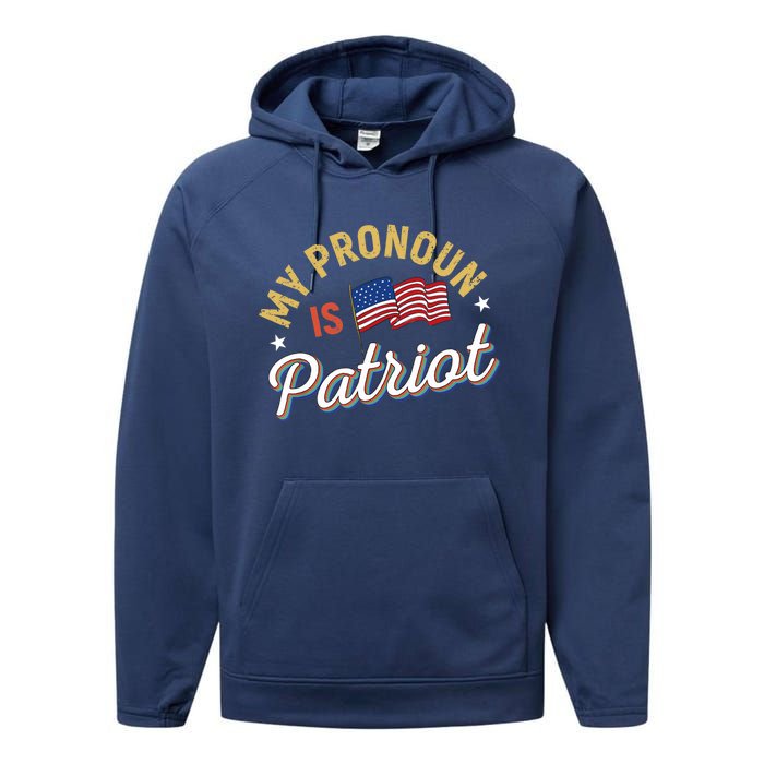 Funny Republican My Pronoun Is Patriot Conservative Performance Fleece Hoodie