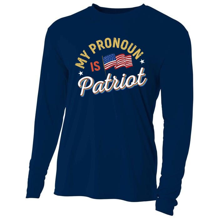 Funny Republican My Pronoun Is Patriot Conservative Cooling Performance Long Sleeve Crew