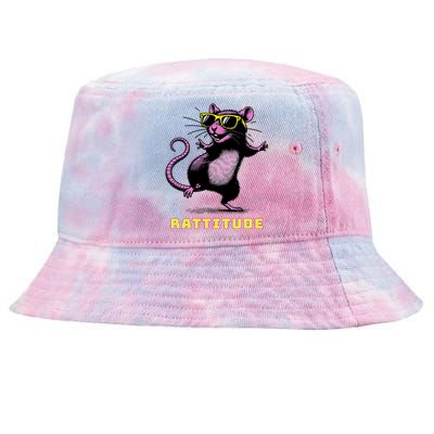 Funny Rat Meme Rattitude Rat Sunglasses Dancing Tie-Dyed Bucket Hat