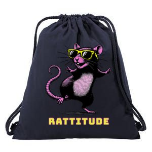 Funny Rat Meme Rattitude Rat Sunglasses Dancing Drawstring Bag